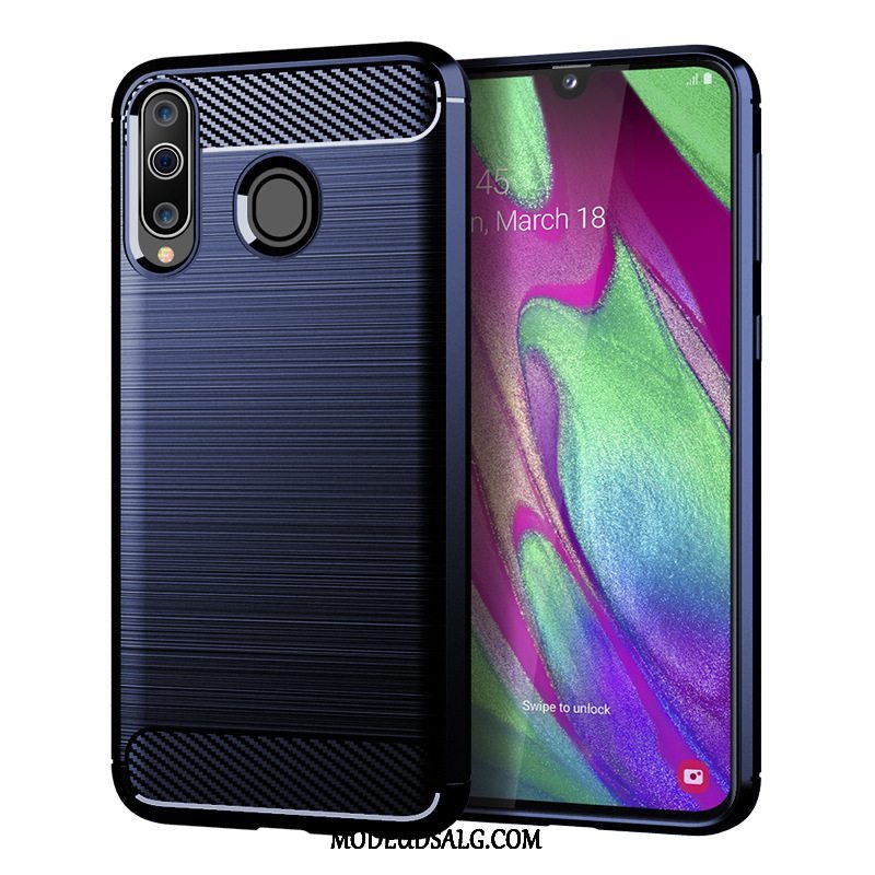 Samsung Galaxy A40s Etui Beskyttelse Sort Mønster Silke Blød