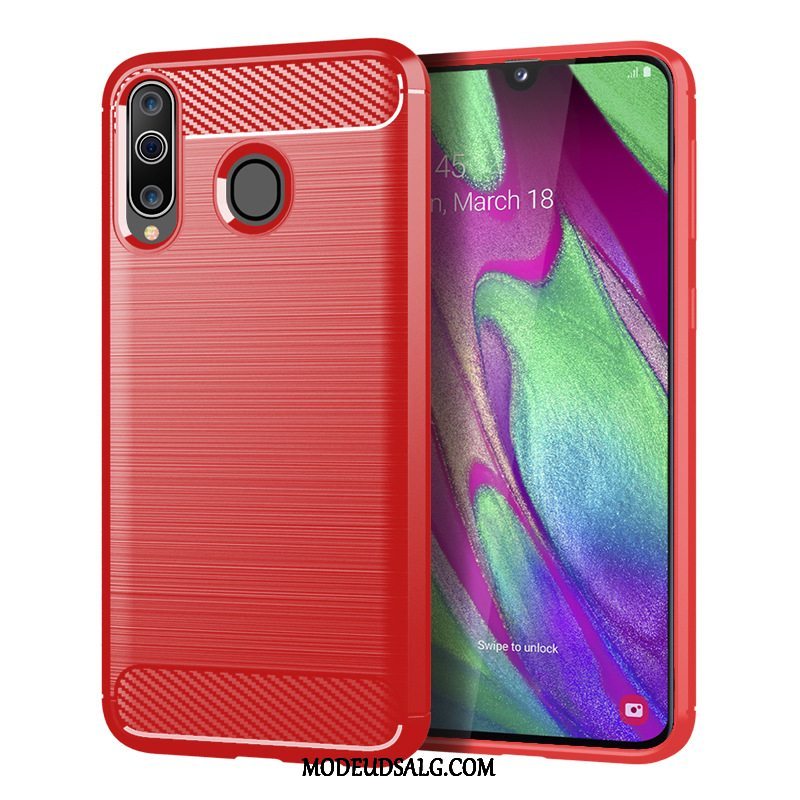 Samsung Galaxy A40s Etui Beskyttelse Sort Mønster Silke Blød