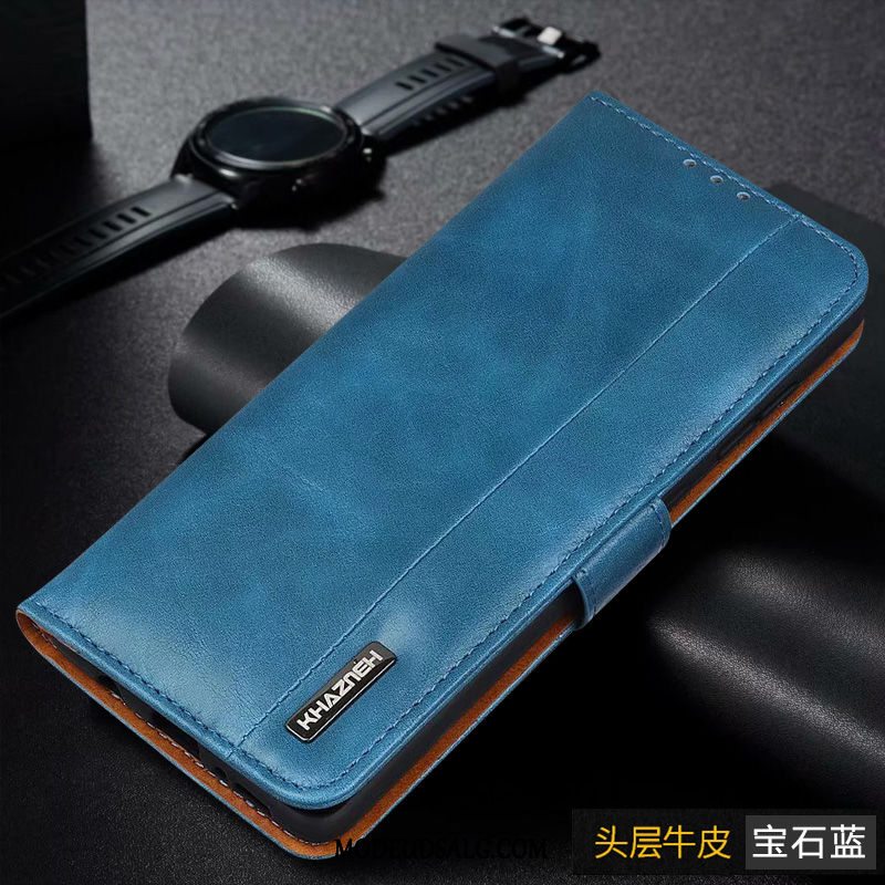 Samsung Galaxy A41 Etui / Cover Folio Blå Dobbeltsidet Anti-fald Kort