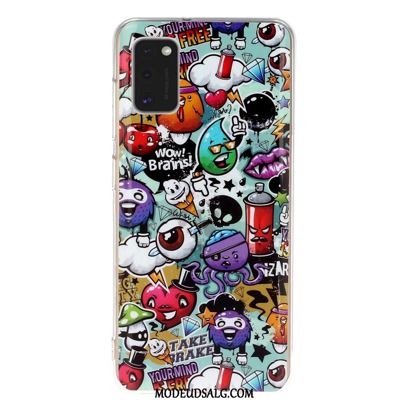 Samsung Galaxy A41 Etui Sort Alt Inklusive Anti-fald Cover Cartoon