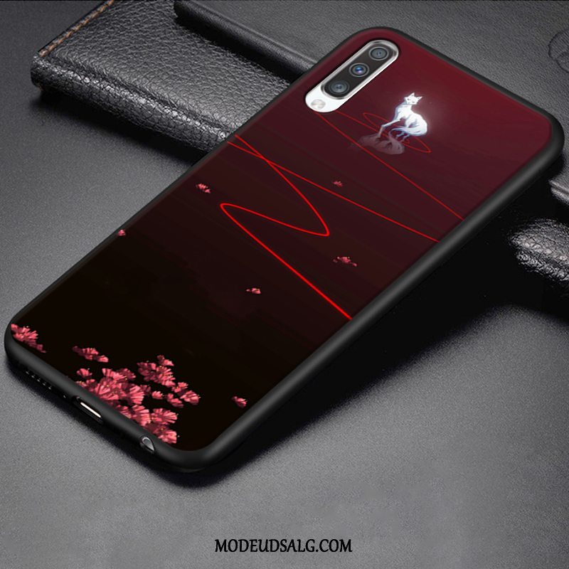 Samsung Galaxy A50 Etui Cartoon Anti-fald Rød Nubuck Silikone