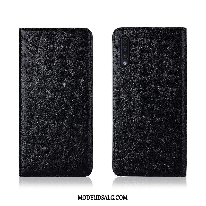 Samsung Galaxy A50 Etui / Cover Anti-fald Lædertaske Silikone Fugl Ægte Læder