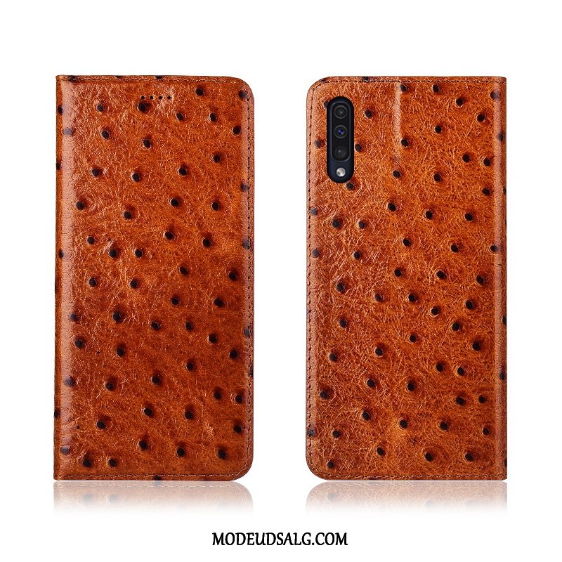 Samsung Galaxy A50 Etui / Cover Anti-fald Lædertaske Silikone Fugl Ægte Læder