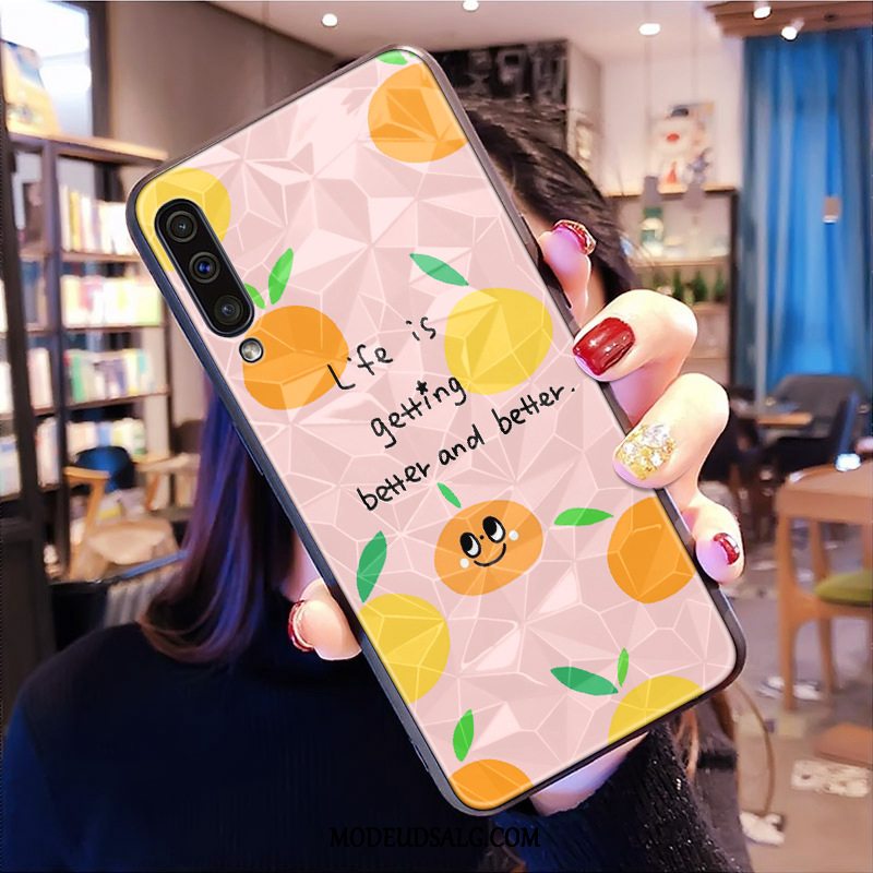 Samsung Galaxy A50 Etui / Cover Blød Lille Sektion Hvid Orange Rombe