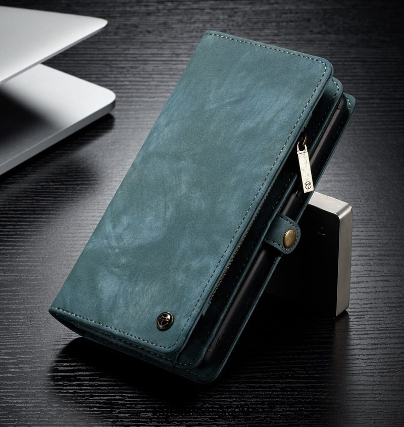 Samsung Galaxy A50 Etui Dyb Farve Ægte Læder Cover Folio