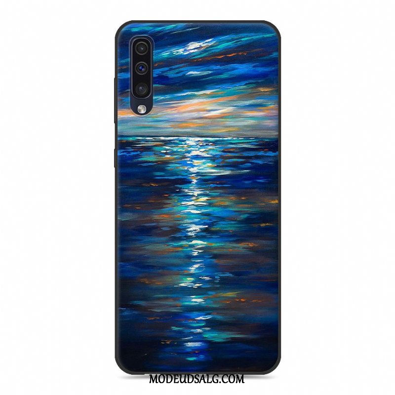 Samsung Galaxy A50 Etui Silikone Kreativ Smuk Anti-fald Blå