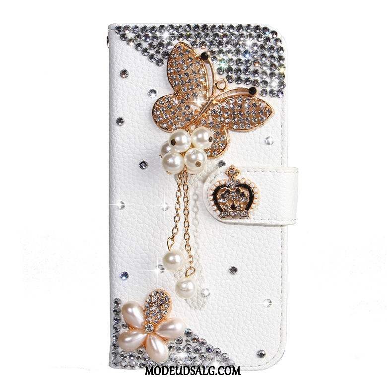 Samsung Galaxy A50s Etui / Cover Hvid Folio Beskyttelse Lædertaske Strass