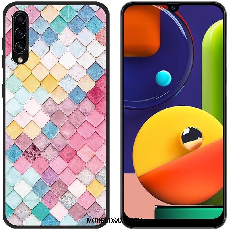 Samsung Galaxy A50s Etui Klud Silikone Blå Malet Beskyttelse