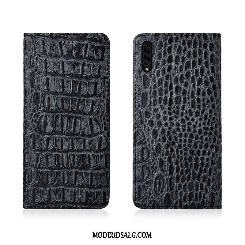 Samsung Galaxy A50s Etui Krokodille Silikone Cover Khaki Lædertaske