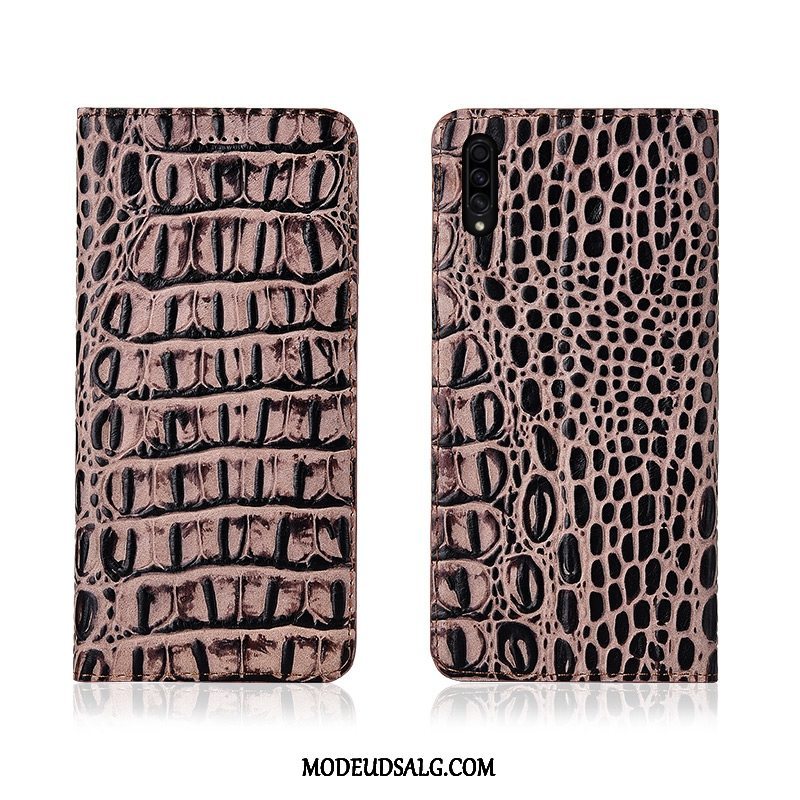 Samsung Galaxy A50s Etui Krokodille Silikone Cover Khaki Lædertaske