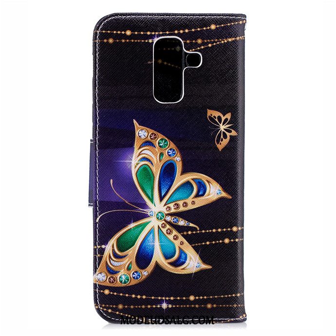 Samsung Galaxy A6+ Etui Anti-fald Beskyttelse Sort Cover Folio