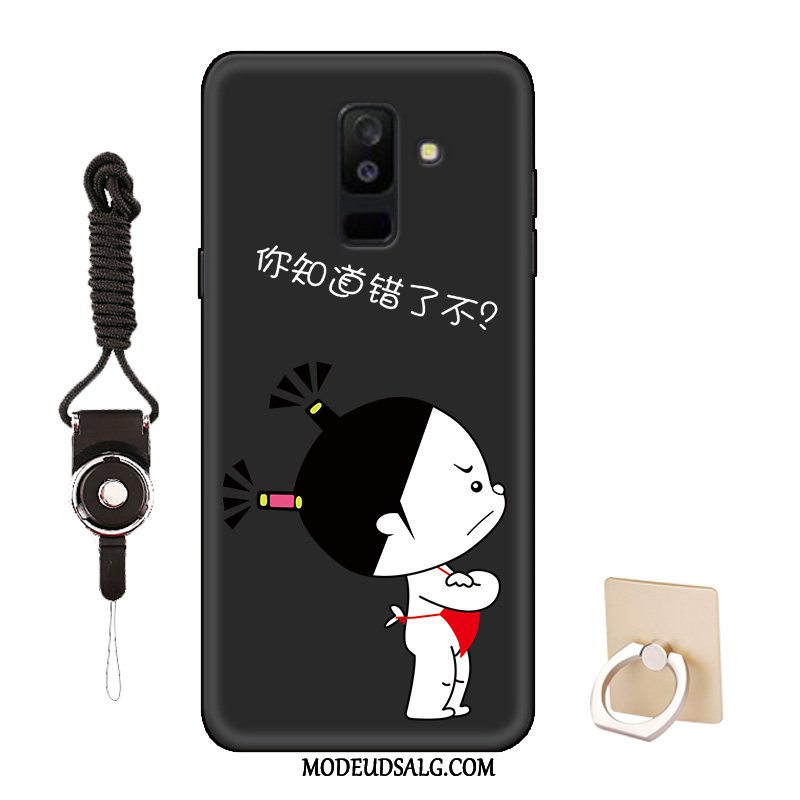 Samsung Galaxy A6+ Etui / Cover Beskyttelse Tilpas Cartoon Sort