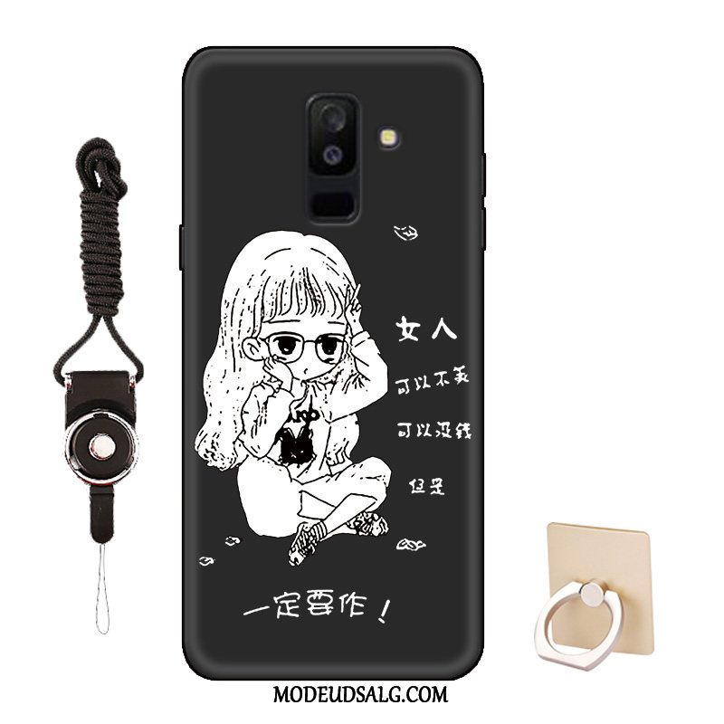 Samsung Galaxy A6+ Etui / Cover Beskyttelse Tilpas Cartoon Sort