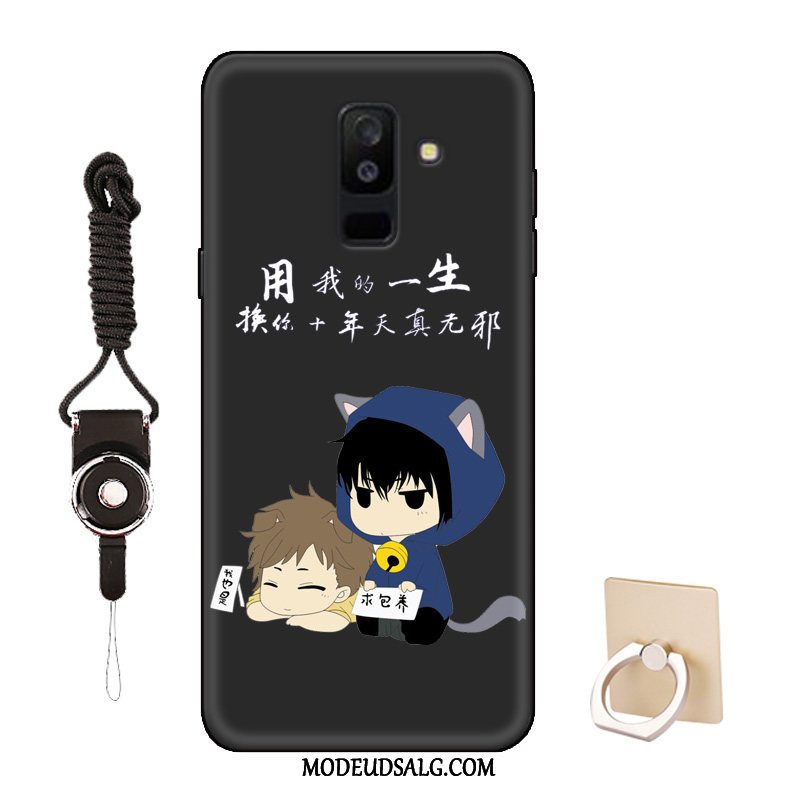 Samsung Galaxy A6+ Etui / Cover Beskyttelse Tilpas Cartoon Sort