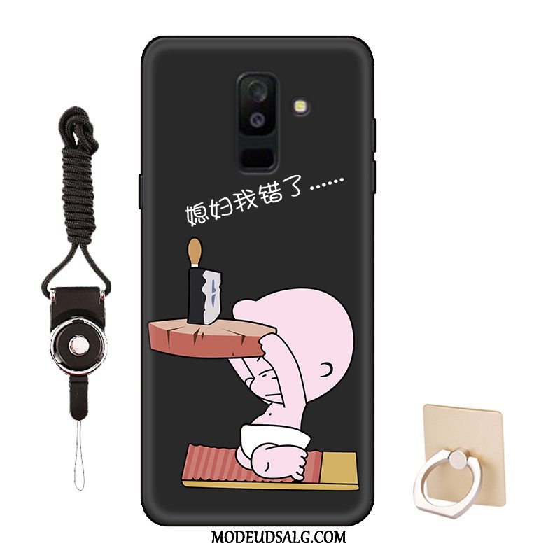 Samsung Galaxy A6+ Etui / Cover Beskyttelse Tilpas Cartoon Sort