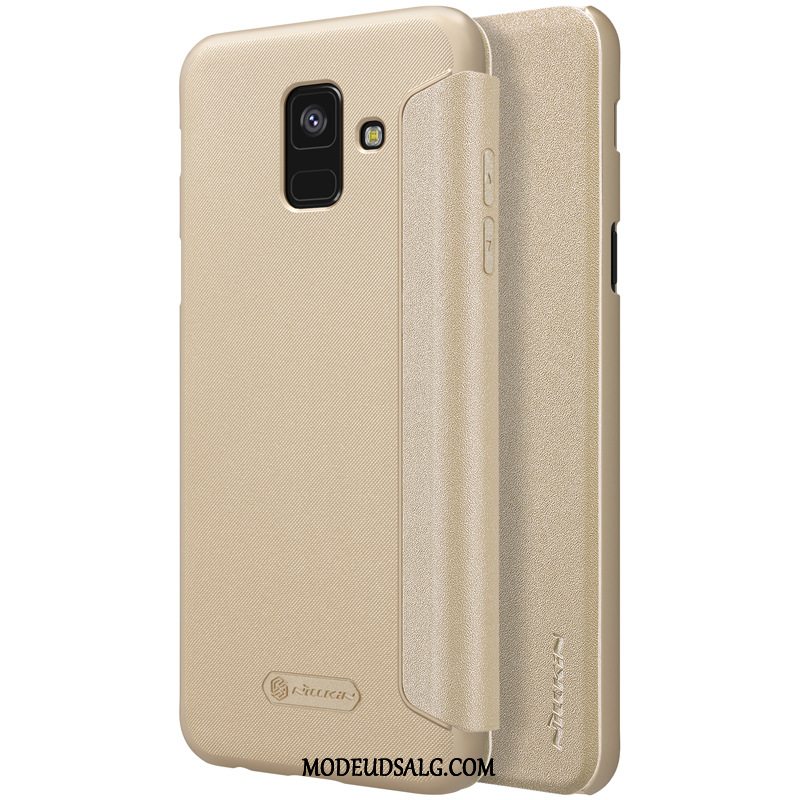 Samsung Galaxy A6 Etui / Cover Tynd Clamshell Guld Lædertaske