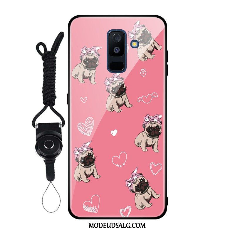 Samsung Galaxy A6+ Etui Tilpas Glas Beskyttelse Lyserød Cover