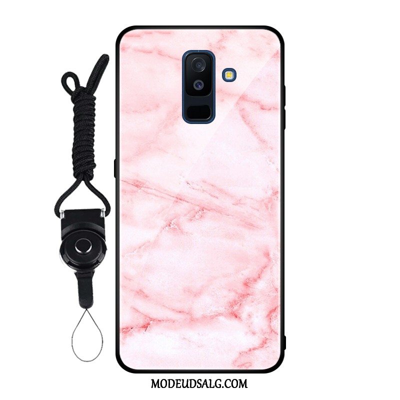 Samsung Galaxy A6+ Etui Tilpas Glas Beskyttelse Lyserød Cover