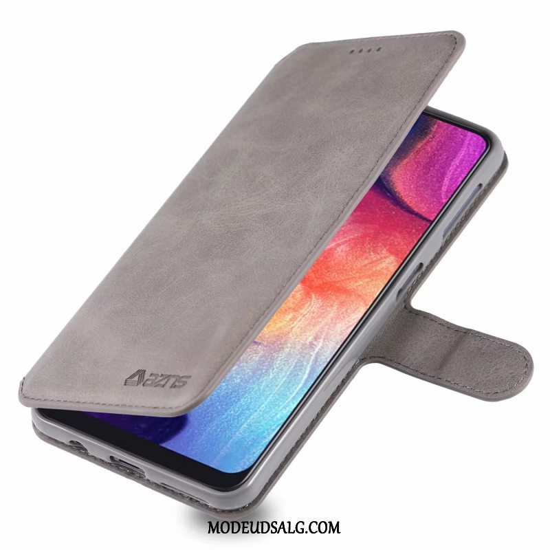 Samsung Galaxy A7 Etui Clamshell Lædertaske Blød Grå Silikone