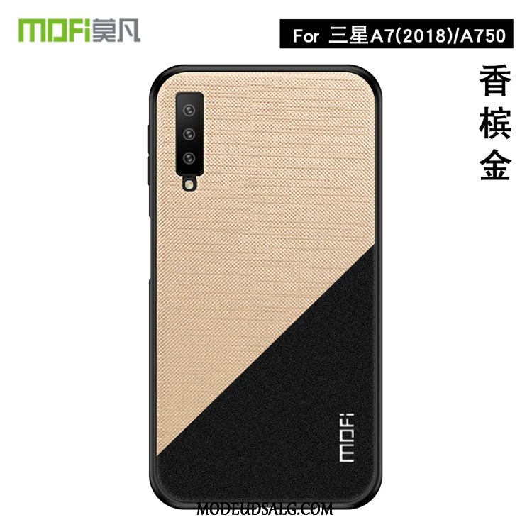 Samsung Galaxy A7 Etui / Cover Klud Nubuck Tynd Guld Mønster