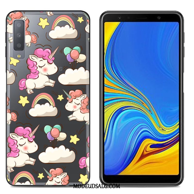 Samsung Galaxy A7 Etui Stor Cover Anti-fald Hvid Blød