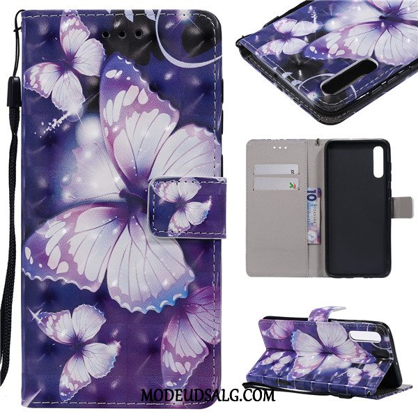 Samsung Galaxy A70 Etui Alt Inklusive Beskyttelse Lædertaske Lilla Cover