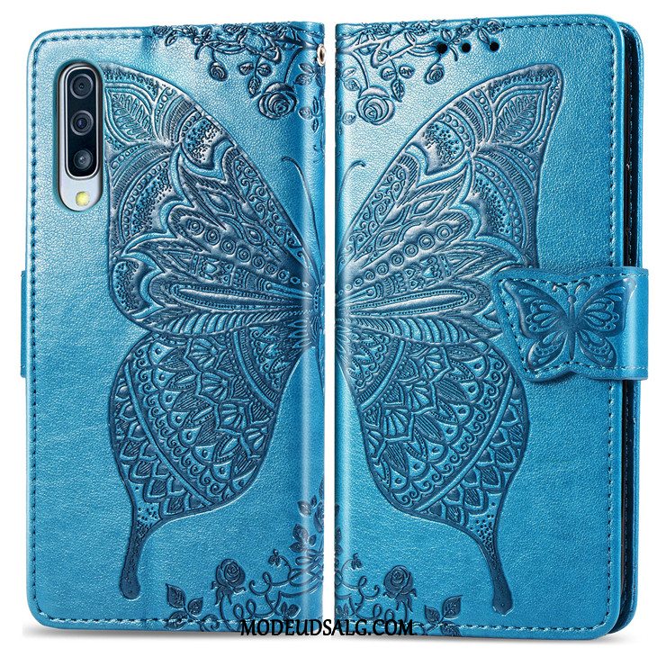 Samsung Galaxy A70 Etui Clamshell Lædertaske Blå Beskyttelse Cover