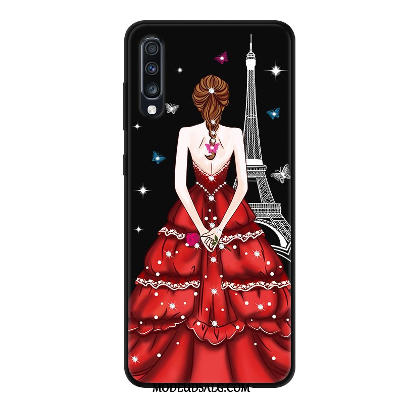 Samsung Galaxy A70 Etui / Cover Anti-fald Gaze Cartoon Sort Beskyttelse