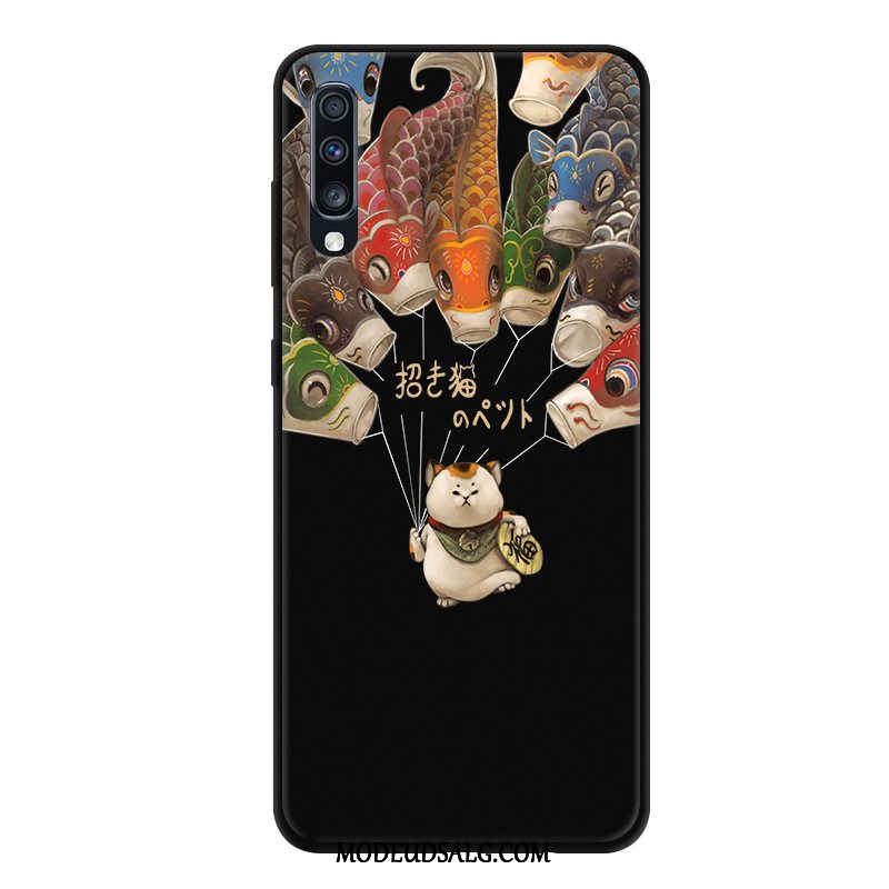 Samsung Galaxy A70 Etui / Cover Anti-fald Gaze Cartoon Sort Beskyttelse