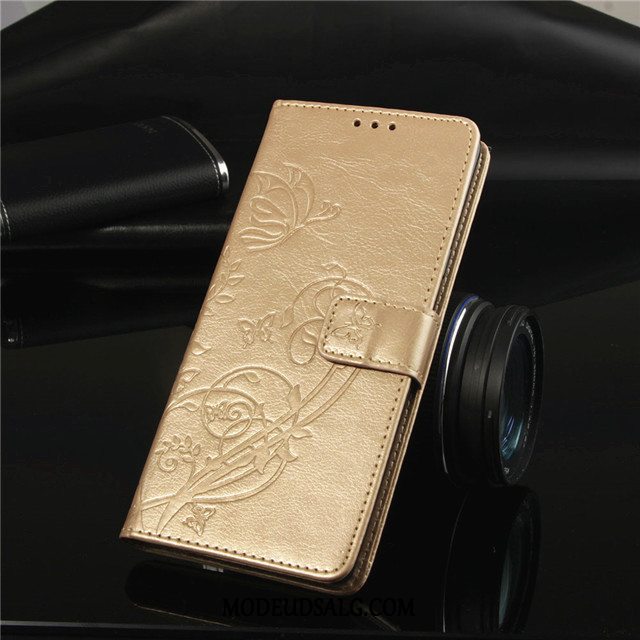 Samsung Galaxy A70 Etui / Cover Beskyttelse Læder Guld Folio