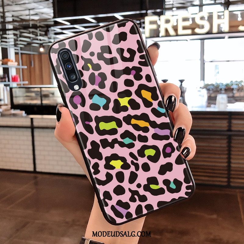 Samsung Galaxy A70 Etui / Cover Net Red Glas Lyserød Leopard