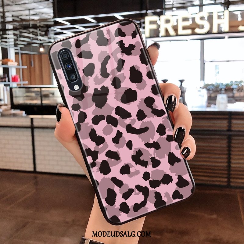 Samsung Galaxy A70 Etui / Cover Net Red Glas Lyserød Leopard