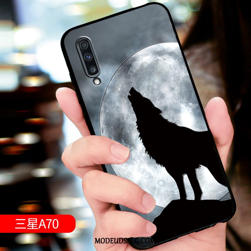 Samsung Galaxy A70 Etui / Cover Relief Blød Sort Silikone