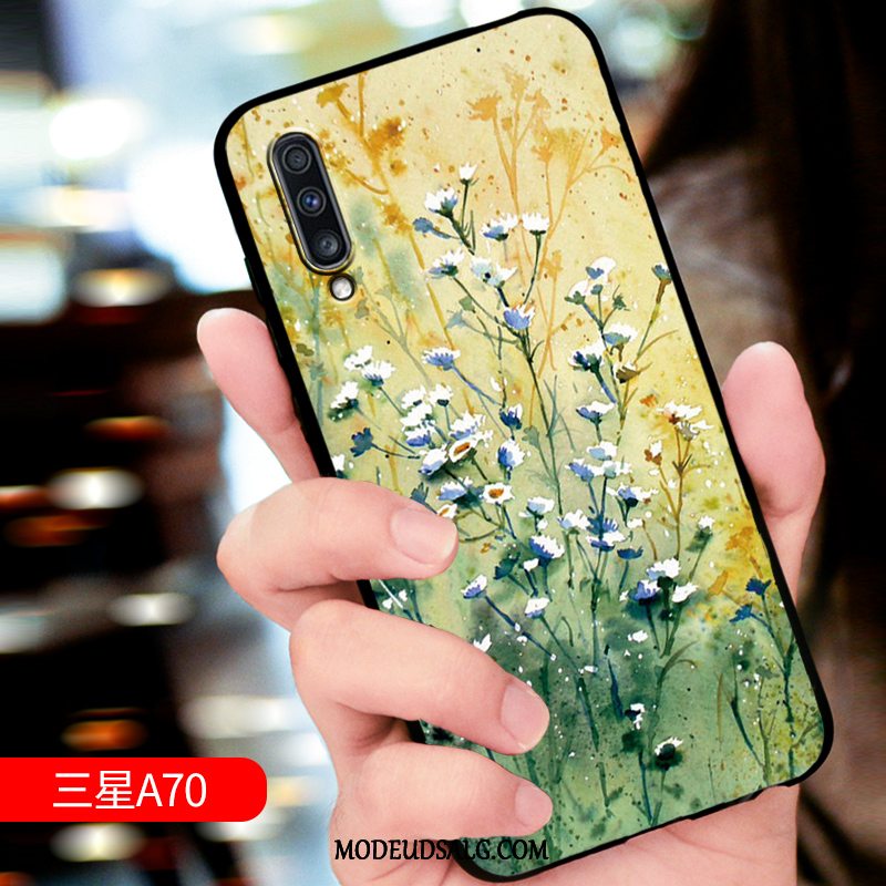 Samsung Galaxy A70 Etui / Cover Relief Blød Sort Silikone