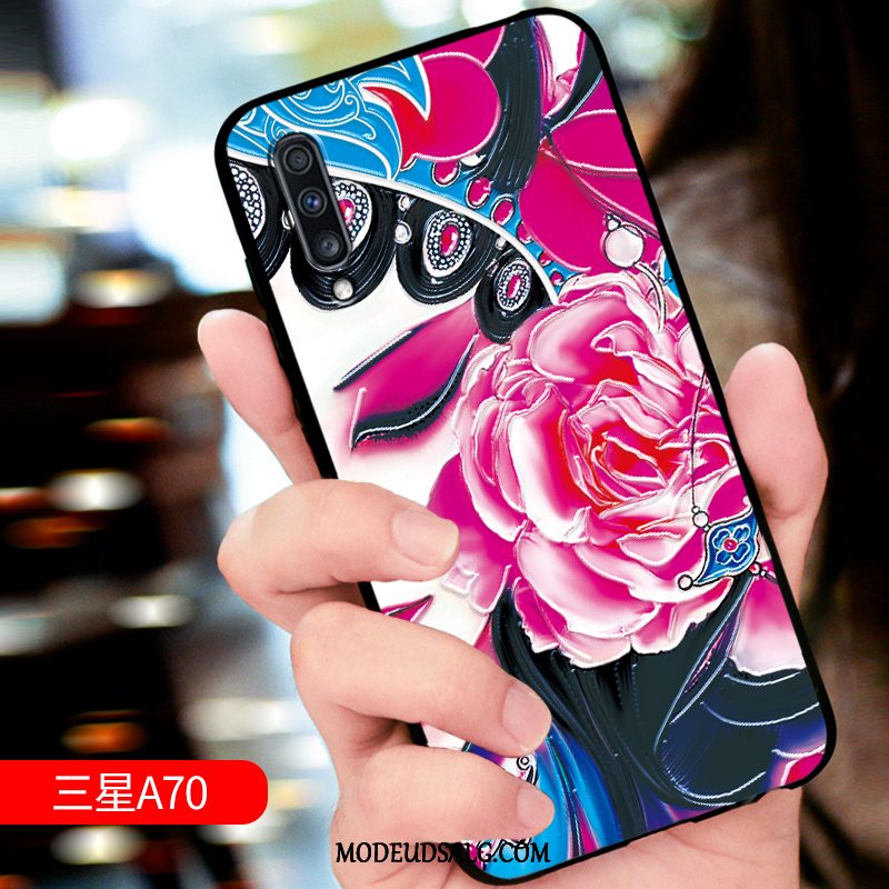 Samsung Galaxy A70 Etui / Cover Relief Blød Sort Silikone