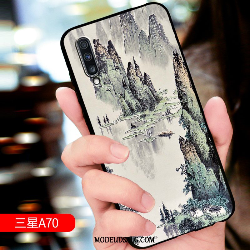 Samsung Galaxy A70 Etui / Cover Relief Blød Sort Silikone