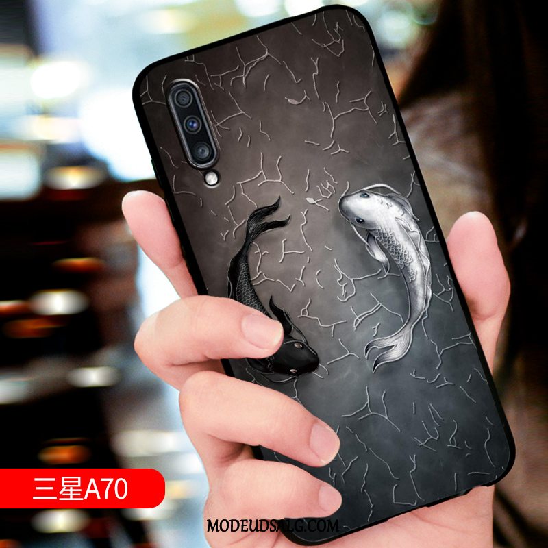 Samsung Galaxy A70 Etui / Cover Relief Blød Sort Silikone