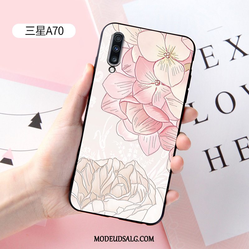 Samsung Galaxy A70 Etui Cover Relief Hvid Silikone Cartoon