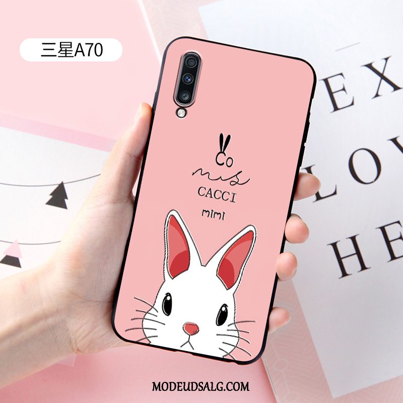 Samsung Galaxy A70 Etui Cover Relief Hvid Silikone Cartoon