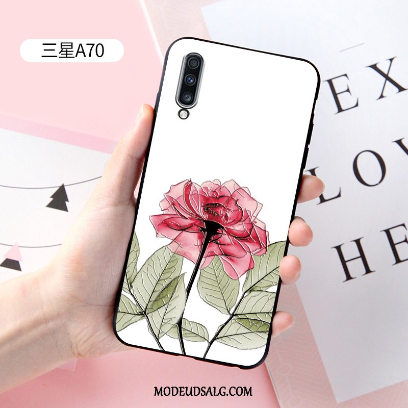 Samsung Galaxy A70 Etui Cover Relief Hvid Silikone Cartoon