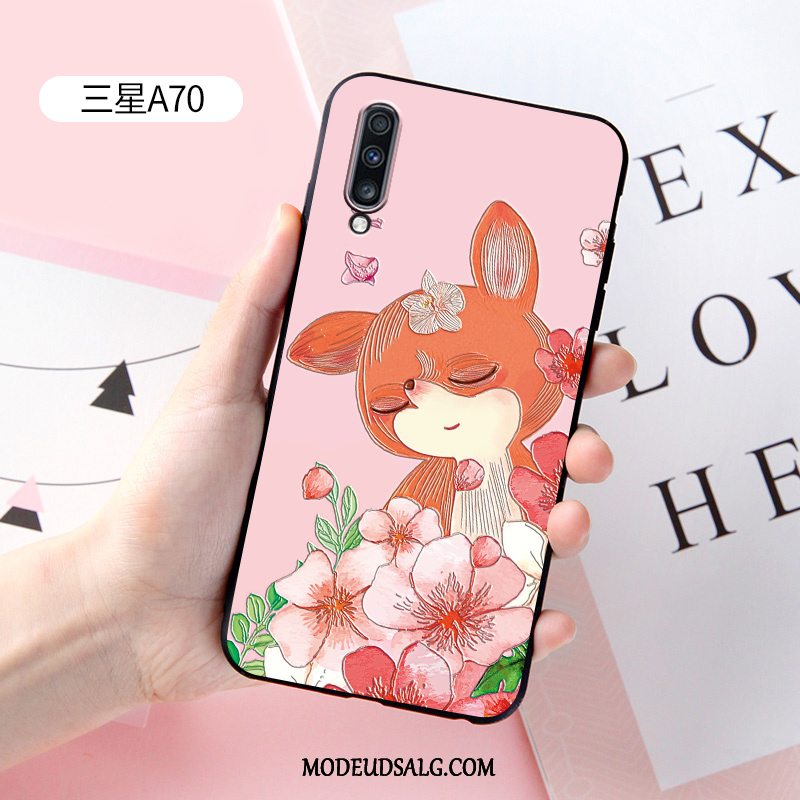 Samsung Galaxy A70 Etui Cover Relief Hvid Silikone Cartoon