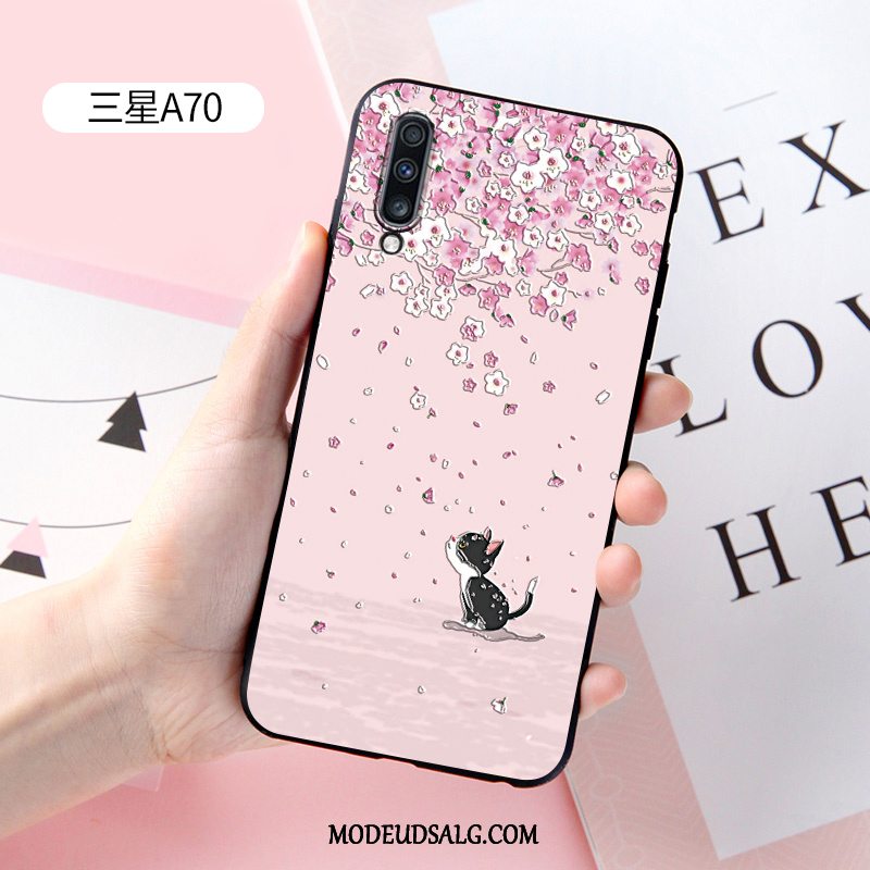 Samsung Galaxy A70 Etui Cover Relief Hvid Silikone Cartoon