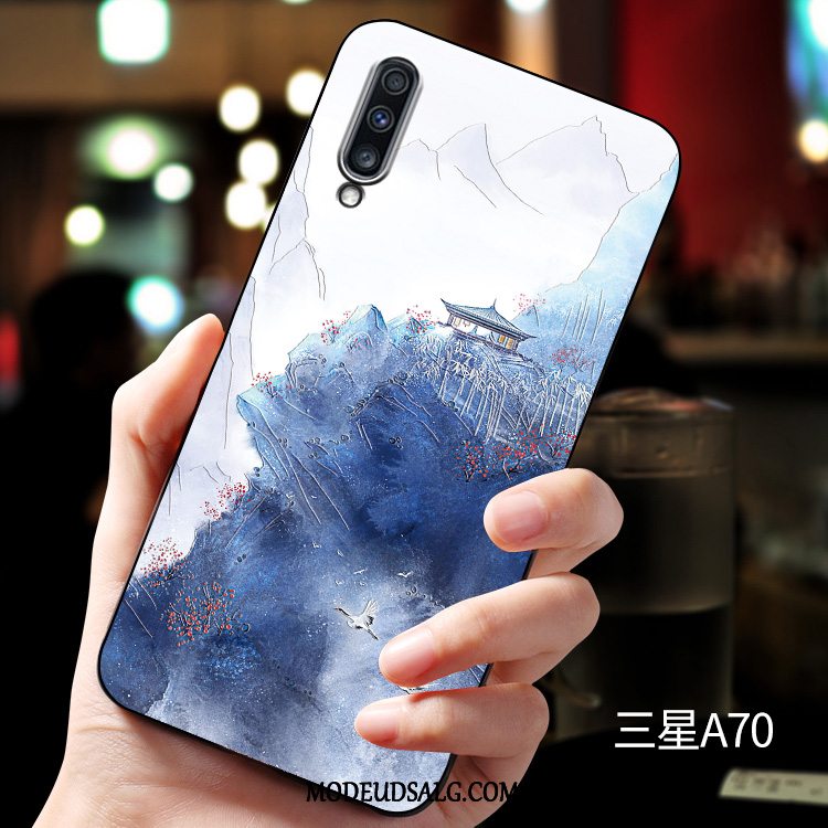 Samsung Galaxy A70 Etui / Cover Silikone Anti-fald Relief Kreativ Sort