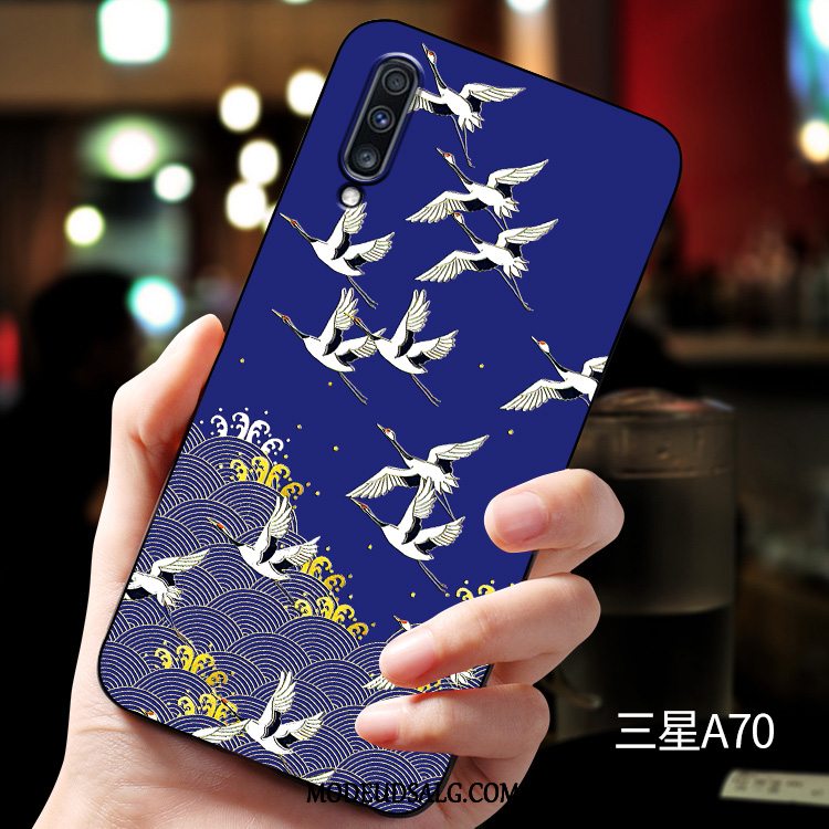 Samsung Galaxy A70 Etui / Cover Silikone Anti-fald Relief Kreativ Sort