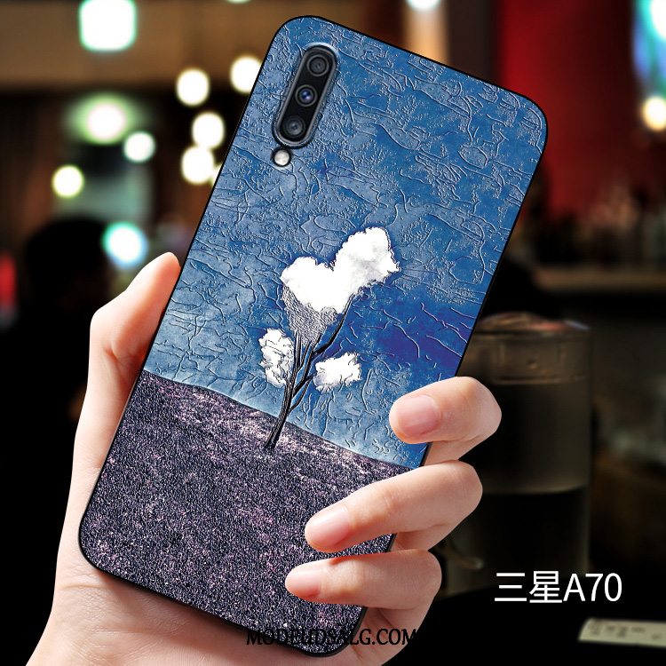 Samsung Galaxy A70 Etui / Cover Silikone Anti-fald Relief Kreativ Sort