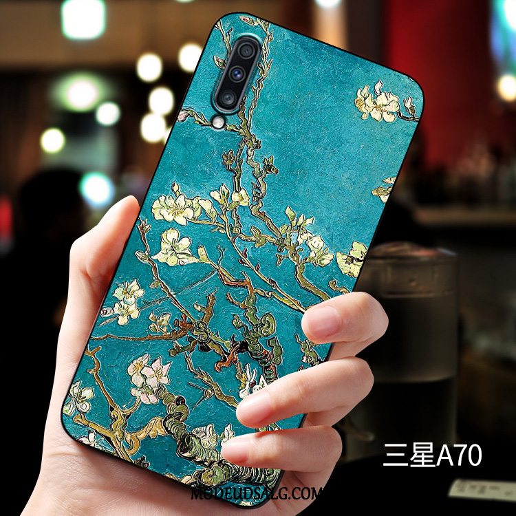 Samsung Galaxy A70 Etui / Cover Silikone Anti-fald Relief Kreativ Sort