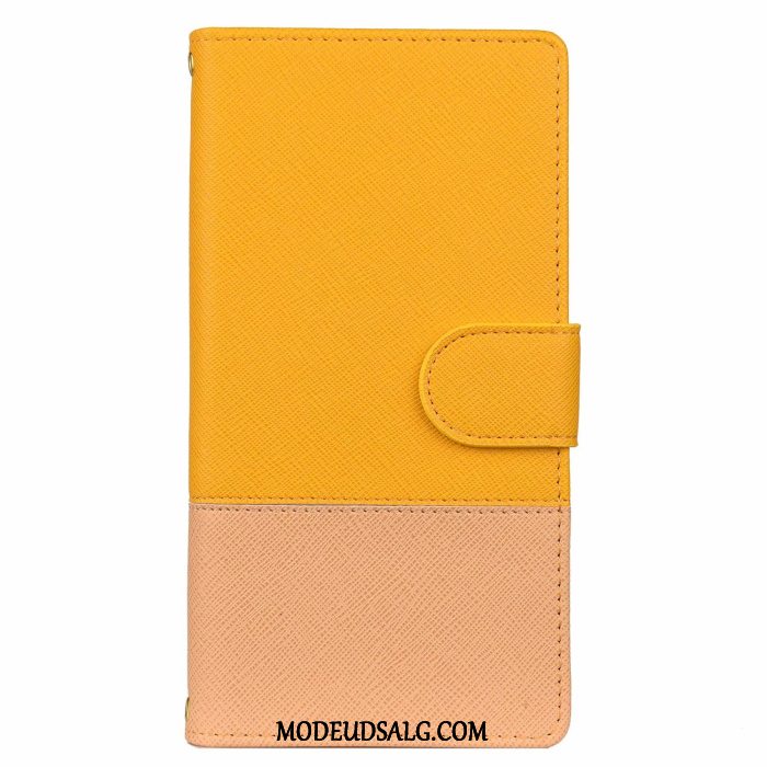 Samsung Galaxy A70 Etui Kort Cover Gul Lædertaske Splejsning