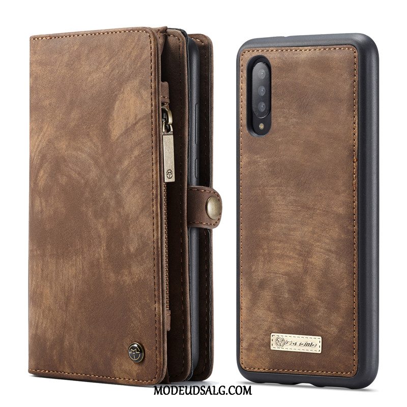 Samsung Galaxy A70 Etui Lædertaske Cover Beskyttelse Rød Kort