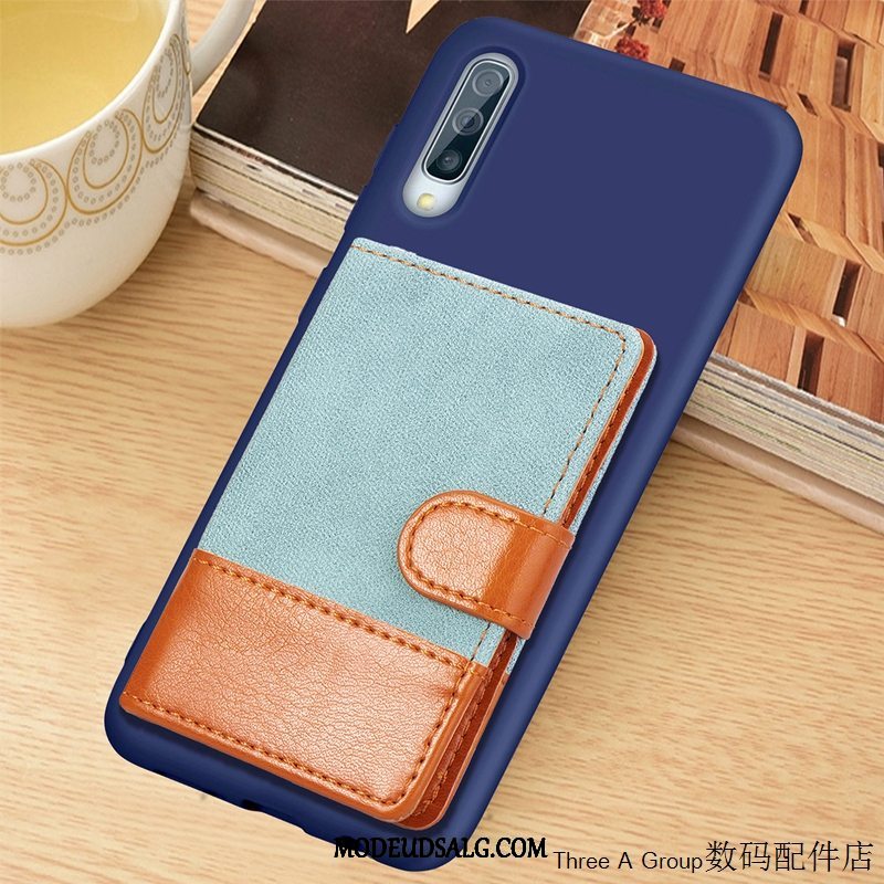 Samsung Galaxy A70s Etui Blød Cover Tegnebog Kort Lyseblå