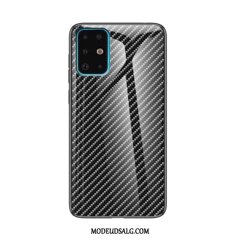 Samsung Galaxy A71 Etui / Cover Fiber Hærdet Glas Gul Hård Mønster